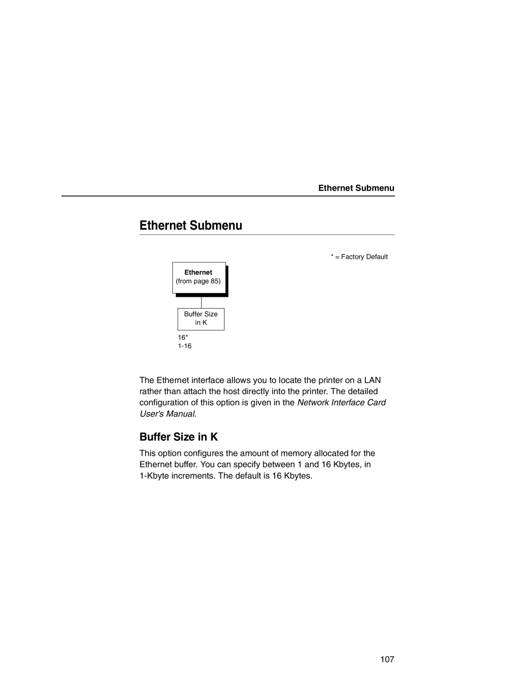 Printronix P7000 user manual Ethernet Submenu 