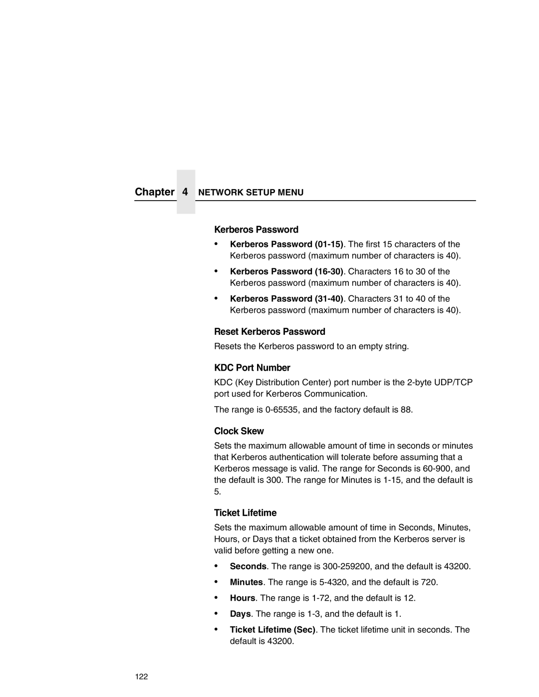 Printronix P7000 user manual Reset Kerberos Password 