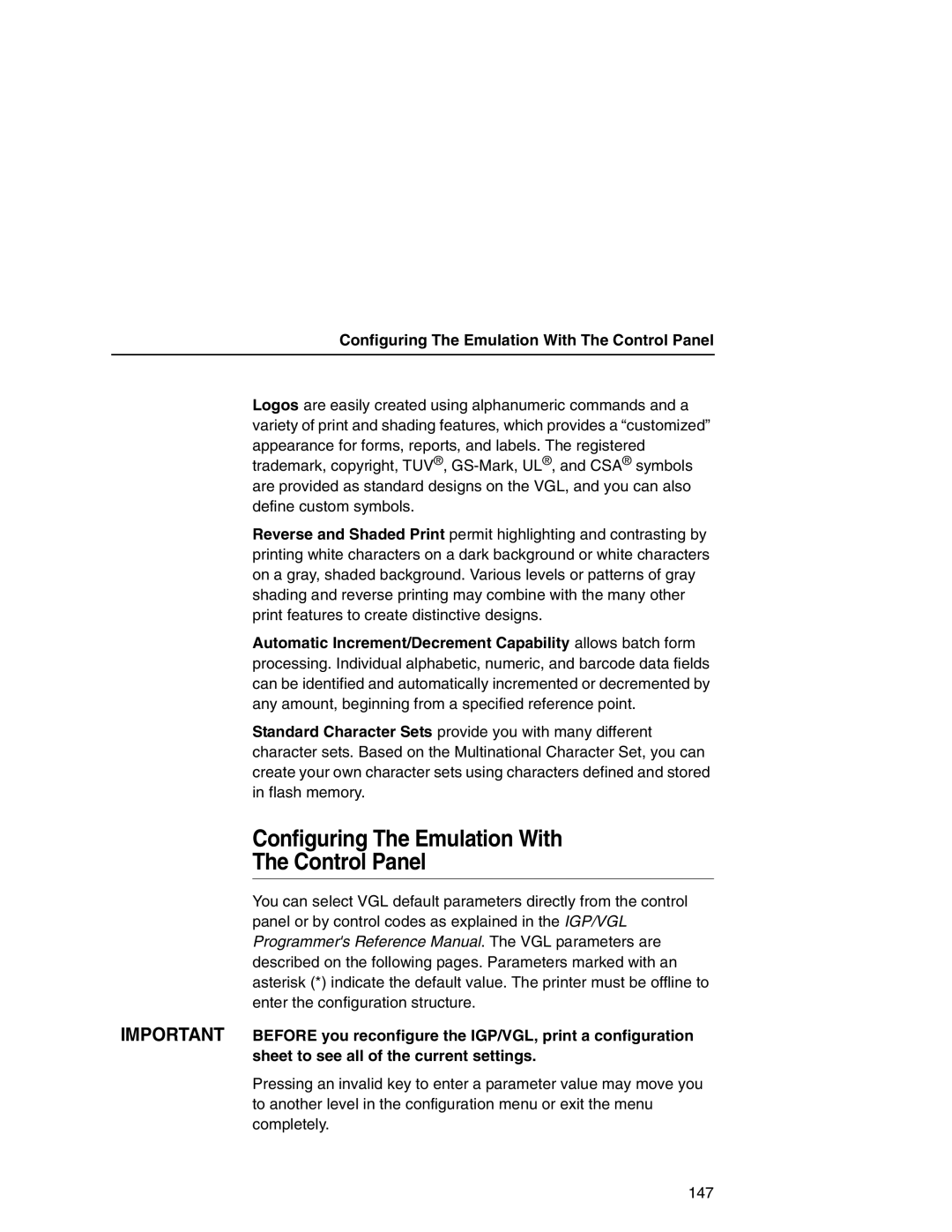 Printronix P7000 user manual Configuring The Emulation With Control Panel, Configuring The Emulation With The Control Panel 