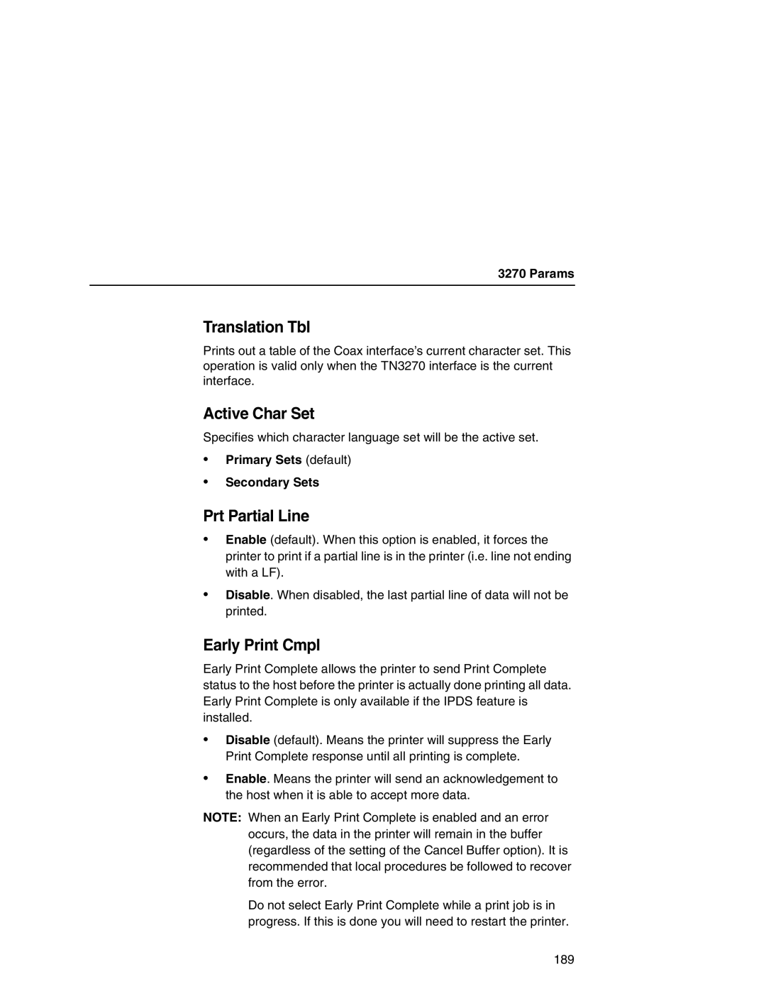 Printronix P7000 user manual Translation Tbl, Primary Sets default Secondary Sets 