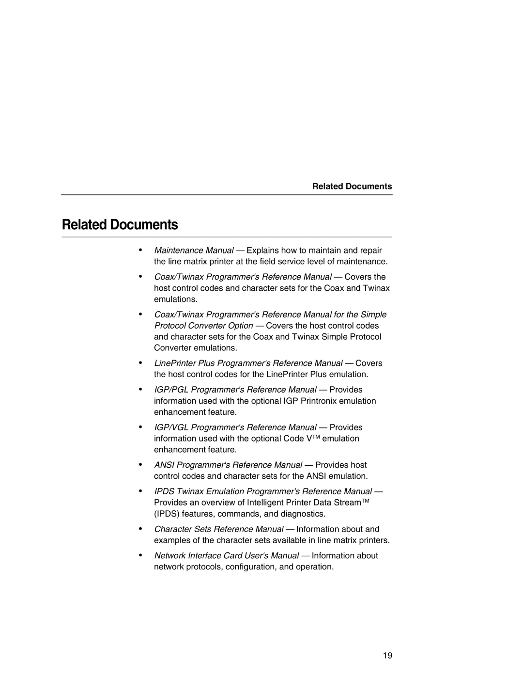 Printronix P7000 user manual Related Documents 