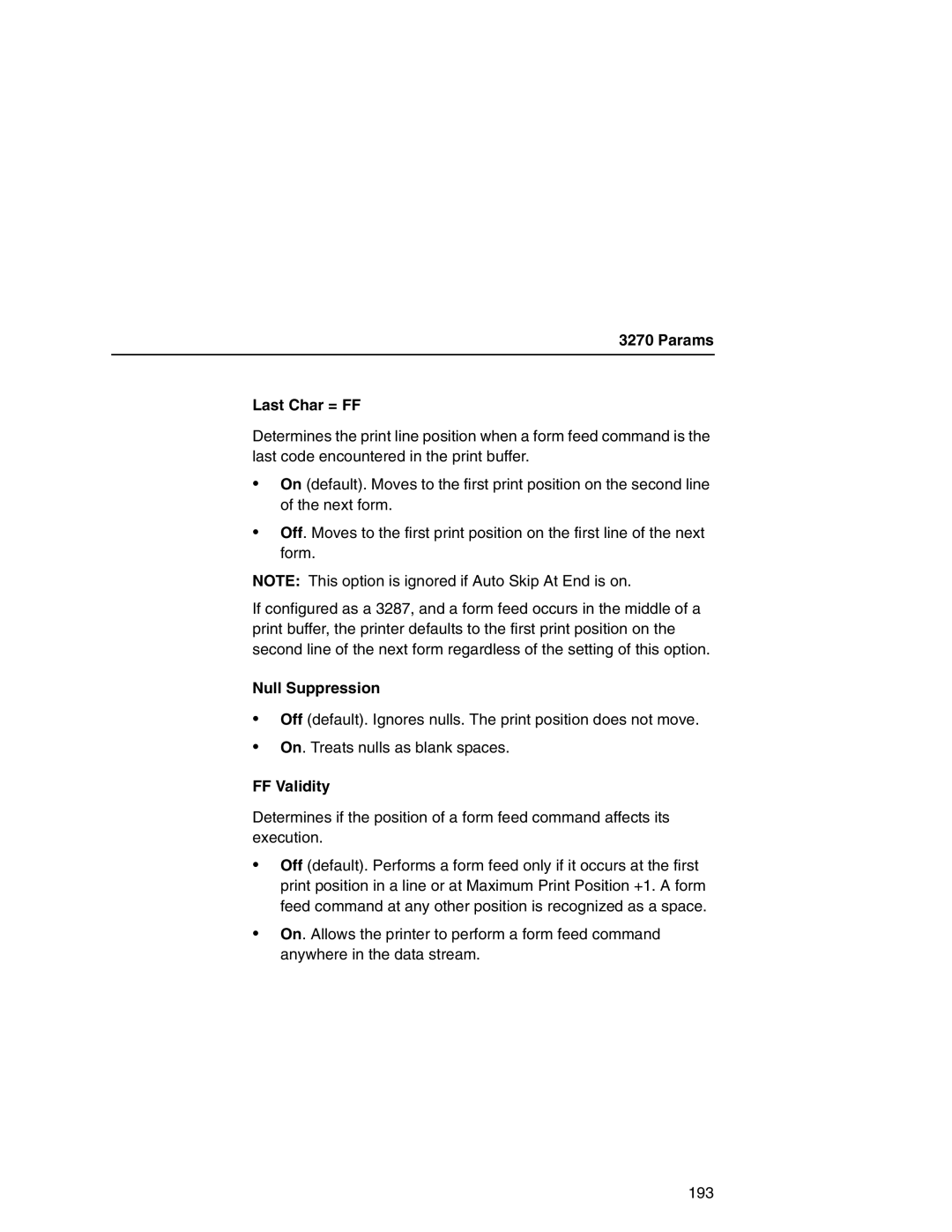 Printronix P7000 user manual Params Last Char = FF, Null Suppression 