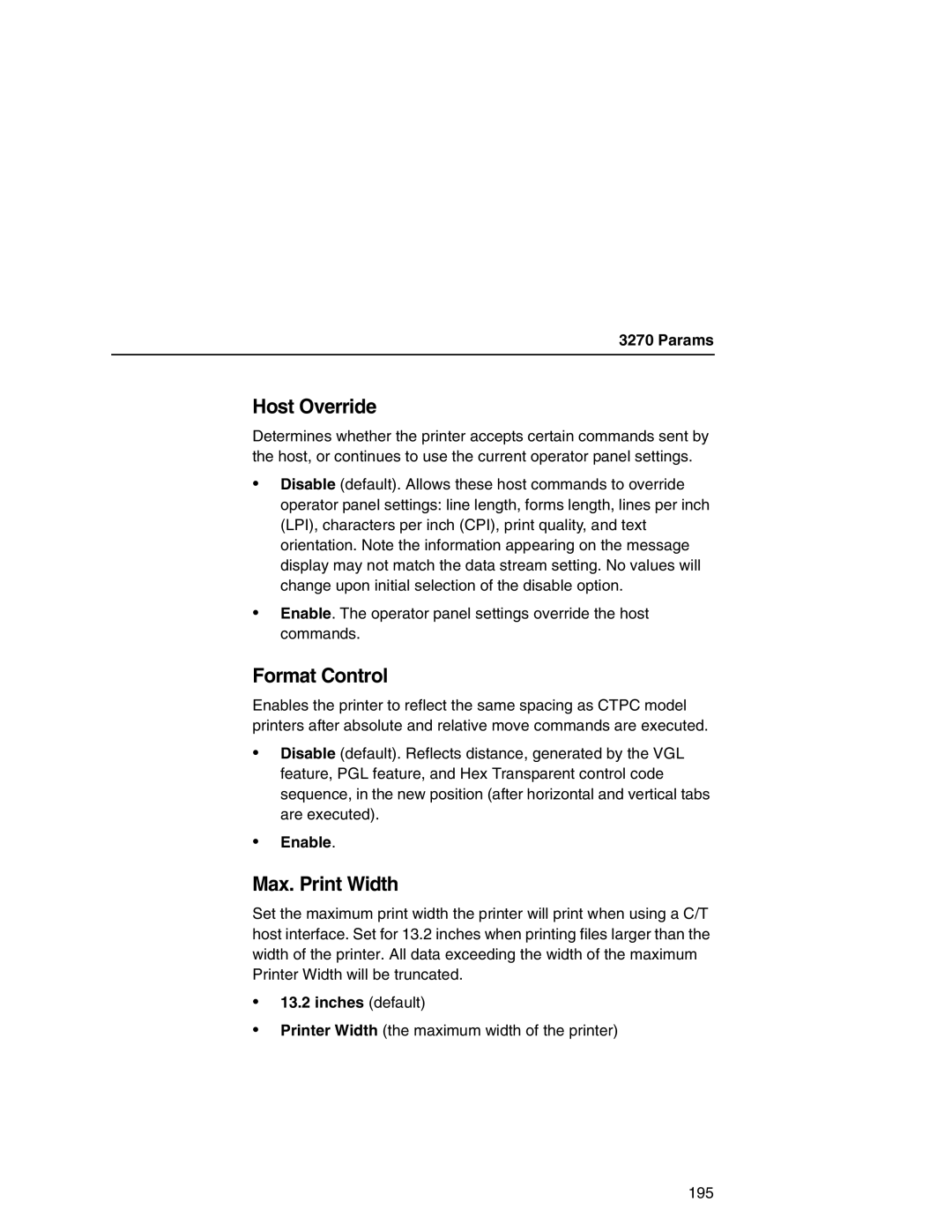 Printronix P7000 user manual Params, Inches default 