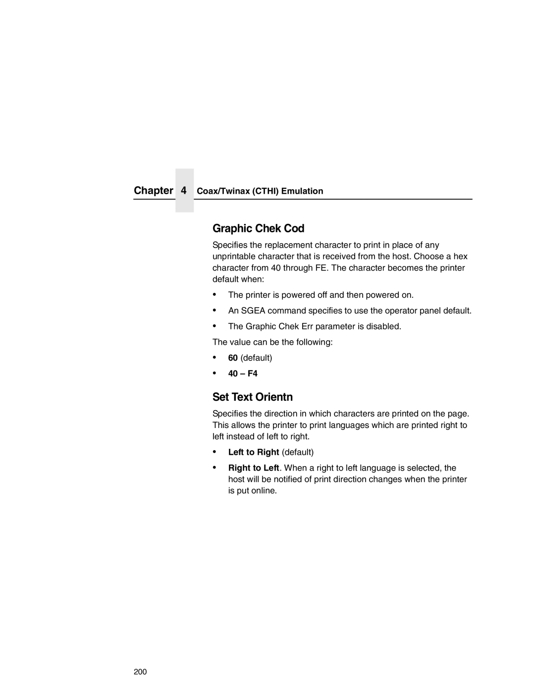 Printronix P7000 user manual Graphic Chek Cod, 40 F4 