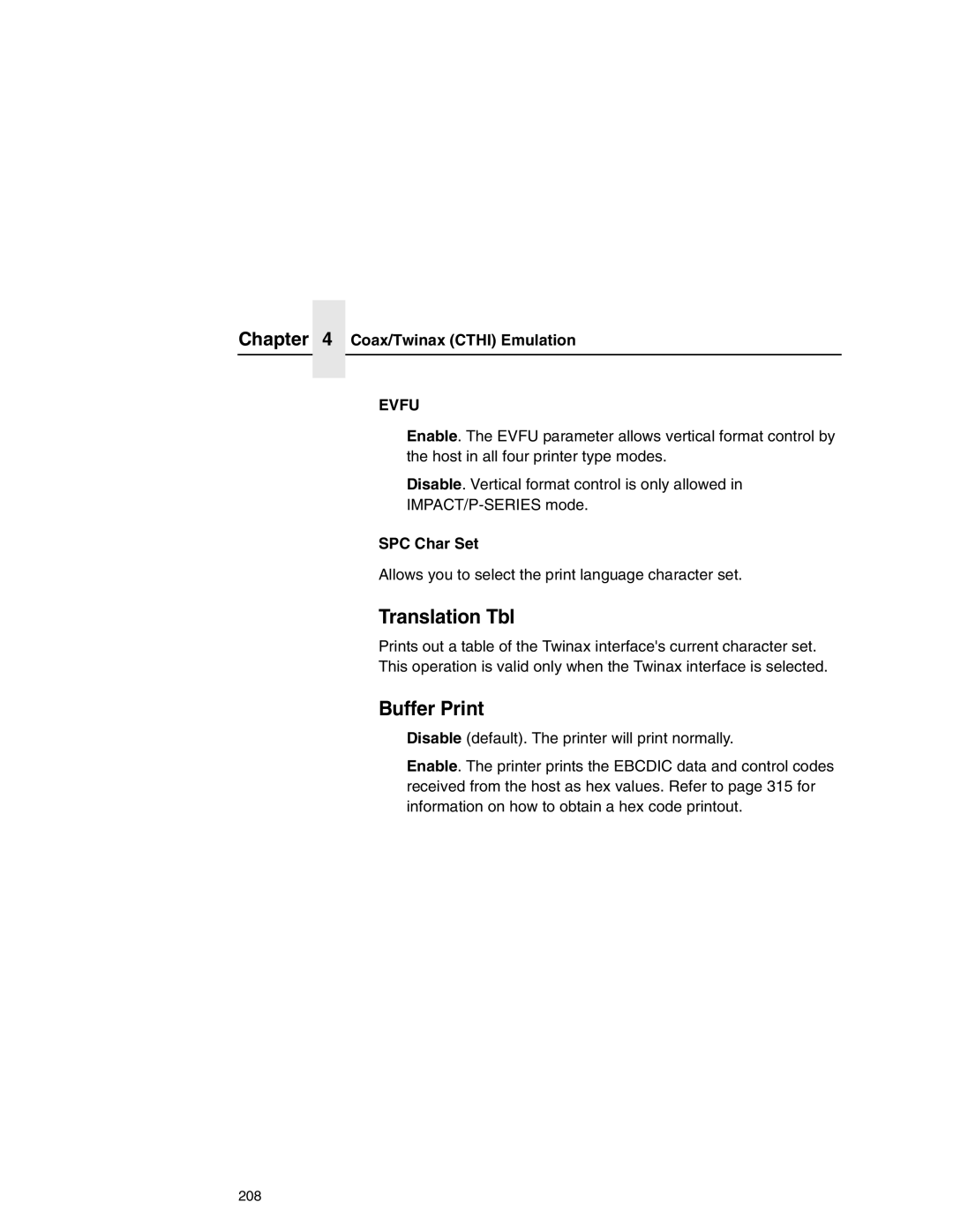 Printronix P7000 user manual Evfu, SPC Char Set 