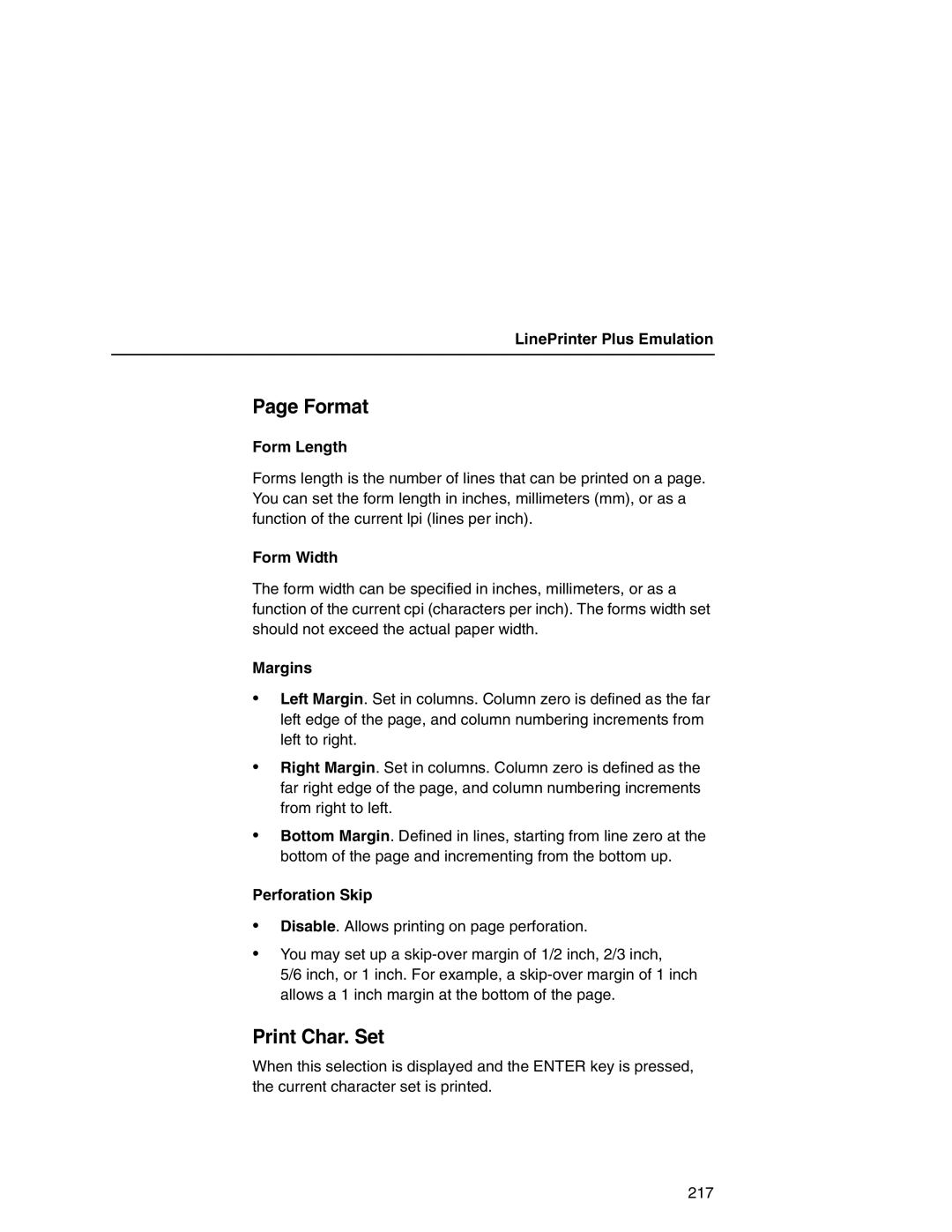 Printronix P7000 user manual Format, Print Char. Set 