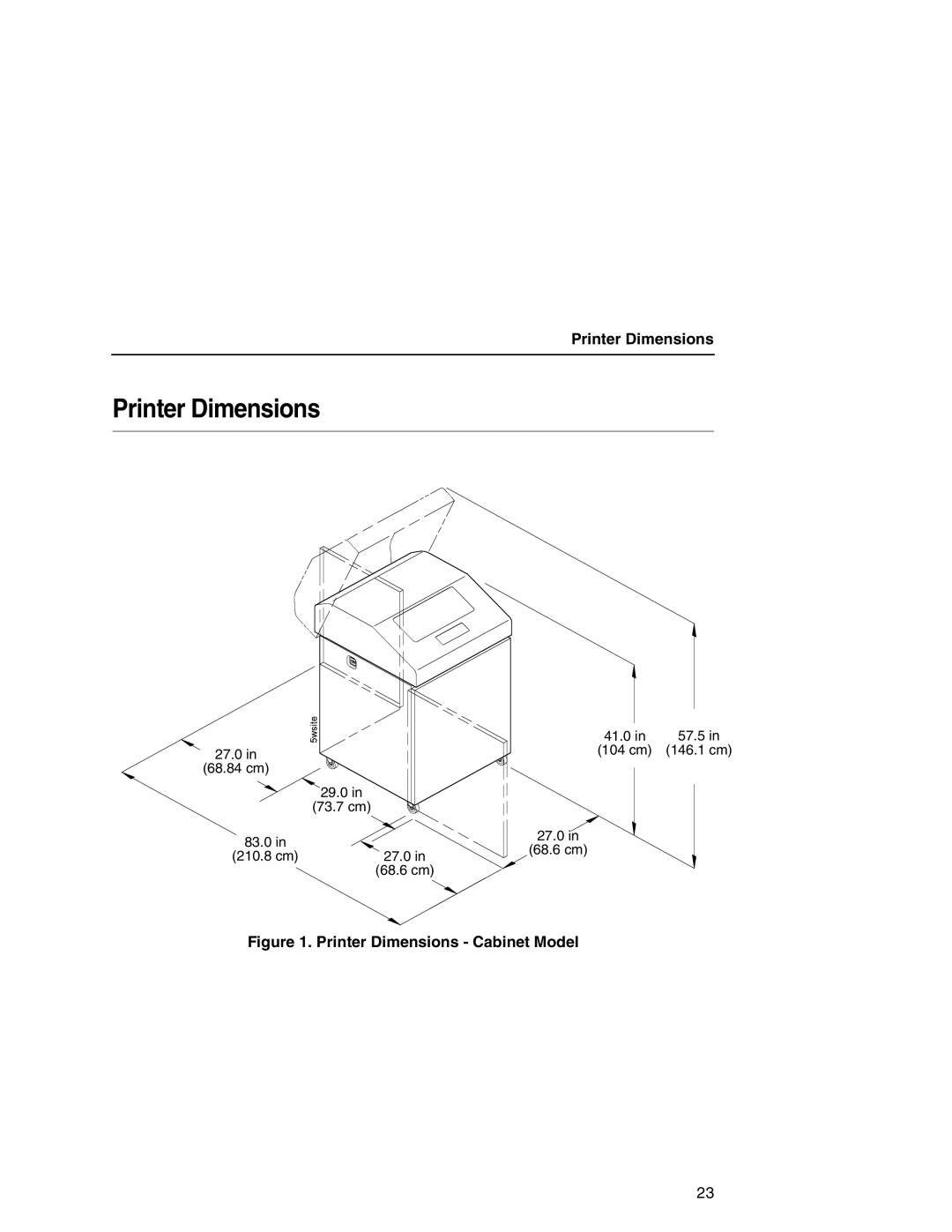 Printronix P7000 user manual Printer Dimensions 