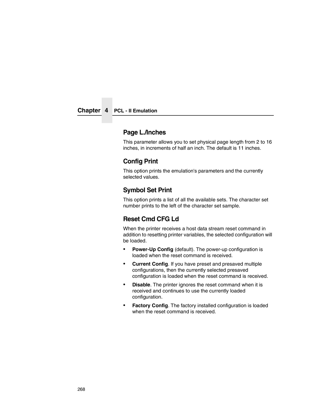 Printronix P7000 user manual L./Inches, Config Print, Symbol Set Print 