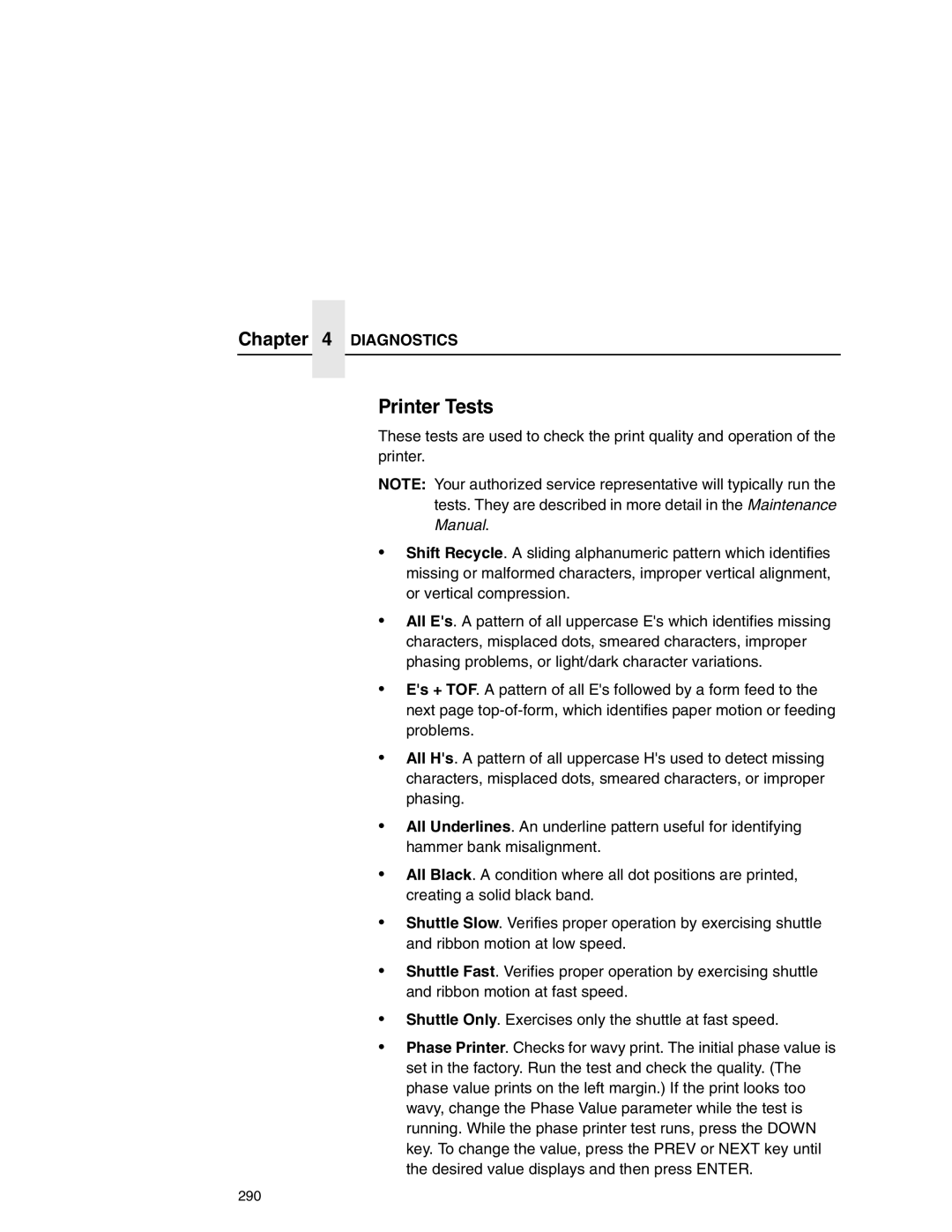 Printronix P7000 user manual Printer Tests, Diagnostics 