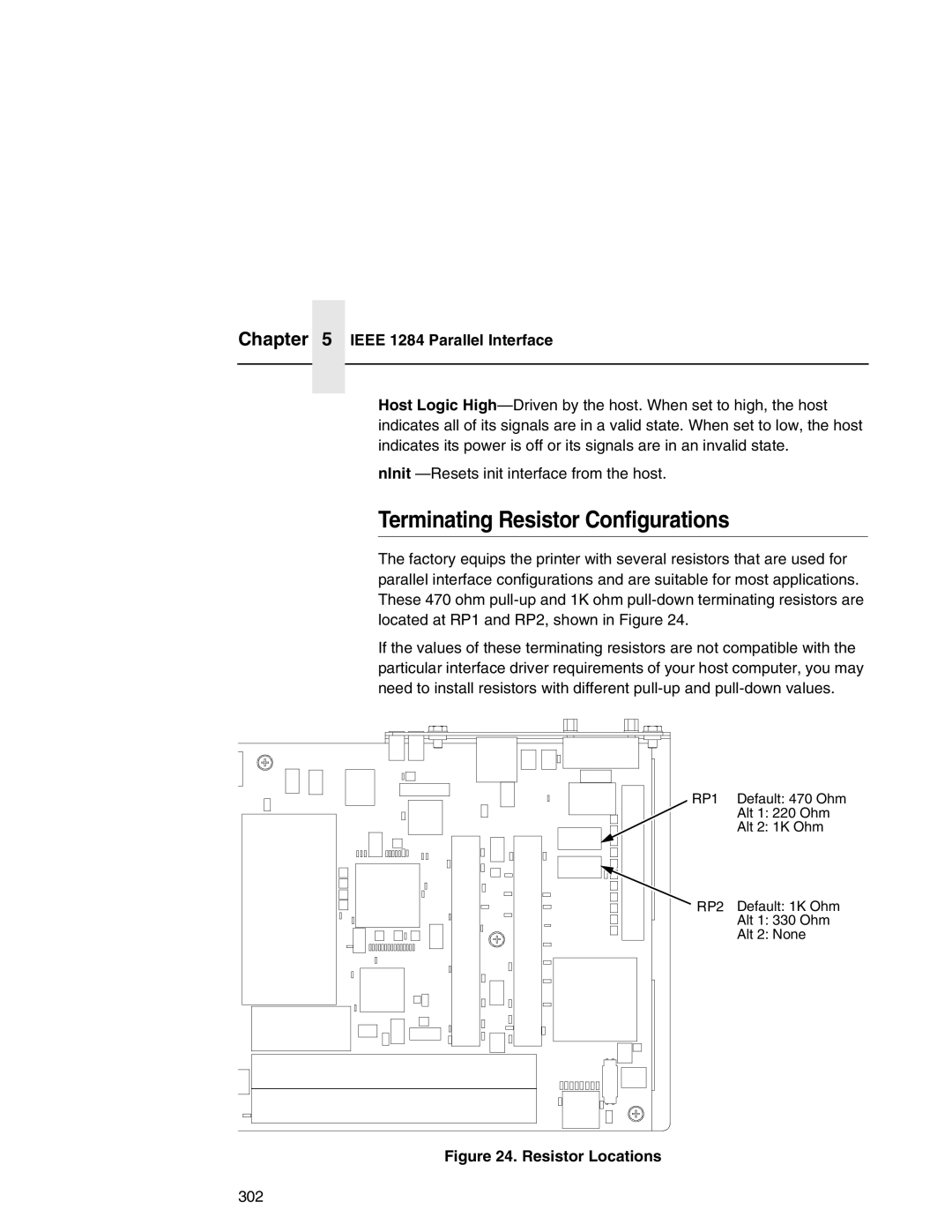 Printronix P7000 user manual Terminating Resistor Configurations, Resistor Locations 