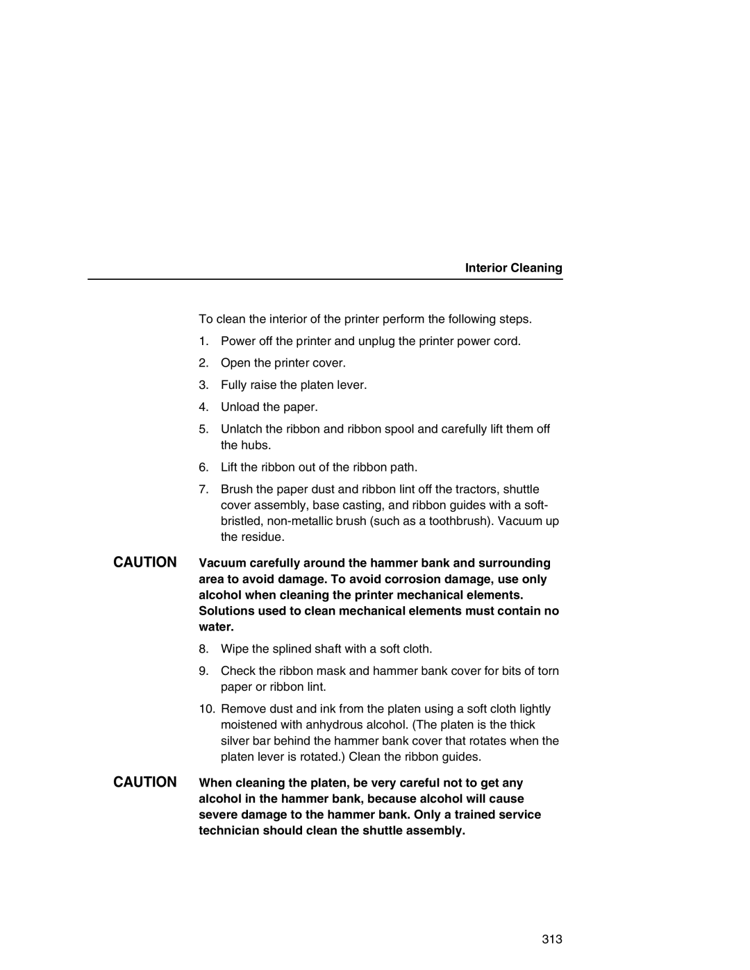 Printronix P7000 user manual Interior Cleaning 