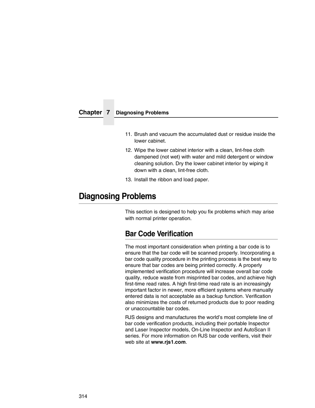 Printronix P7000 user manual Diagnosing Problems, Bar Code Verification 