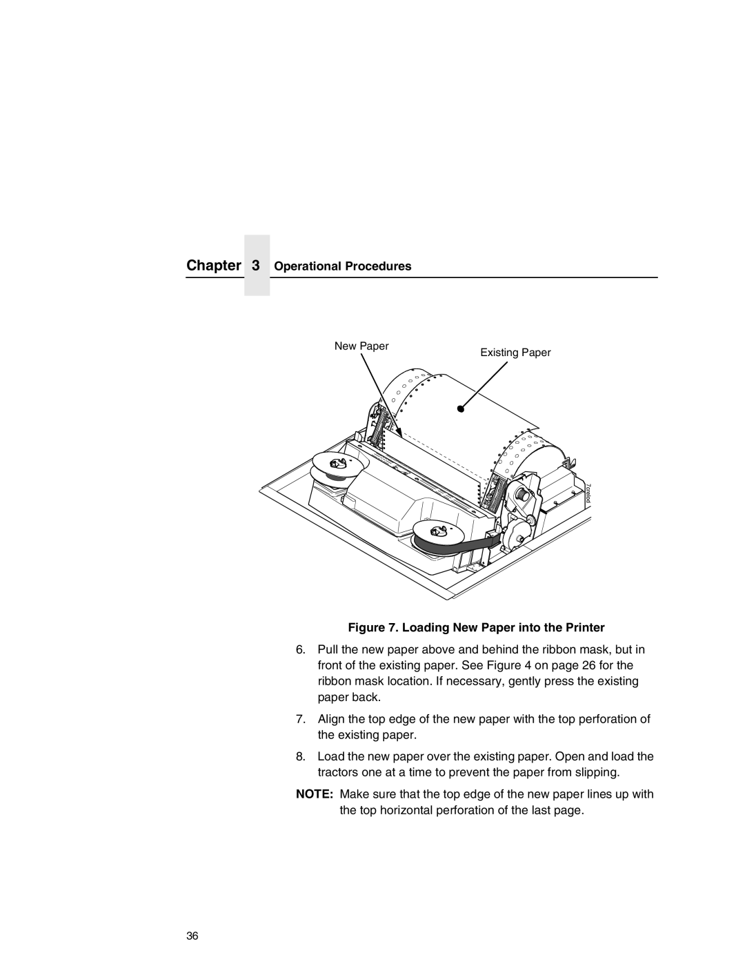 Printronix P7000 user manual Loading New Paper into the Printer 