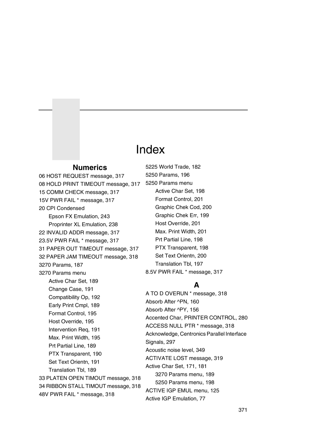 Printronix P7000 user manual Index 