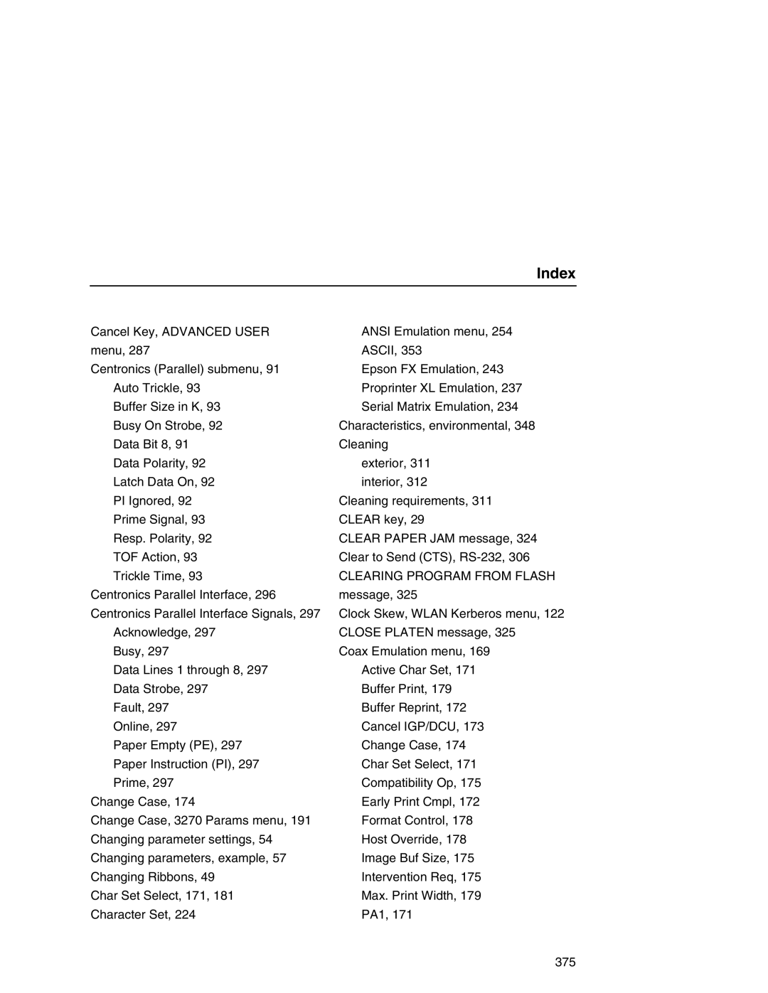 Printronix P7000 user manual Index 