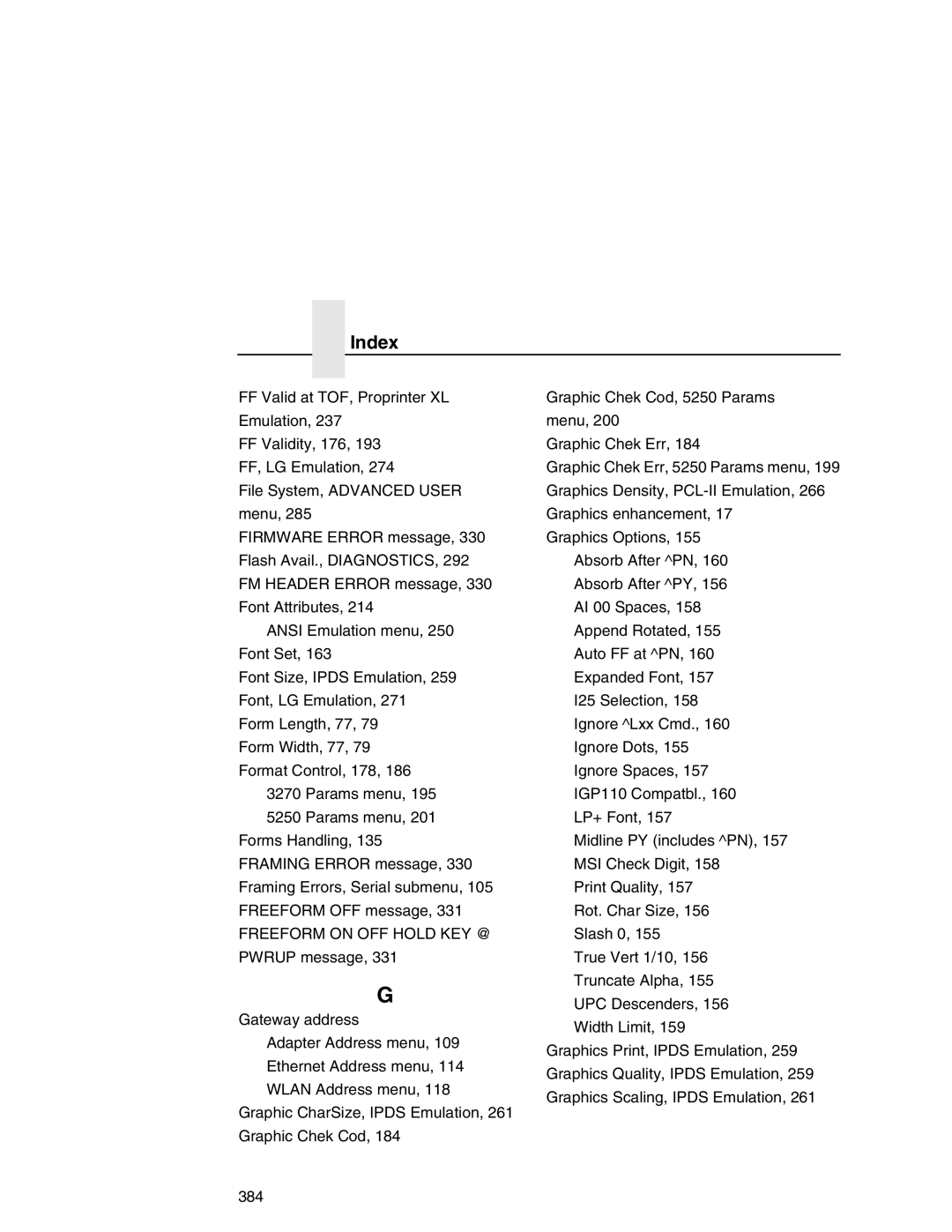 Printronix P7000 user manual Index 