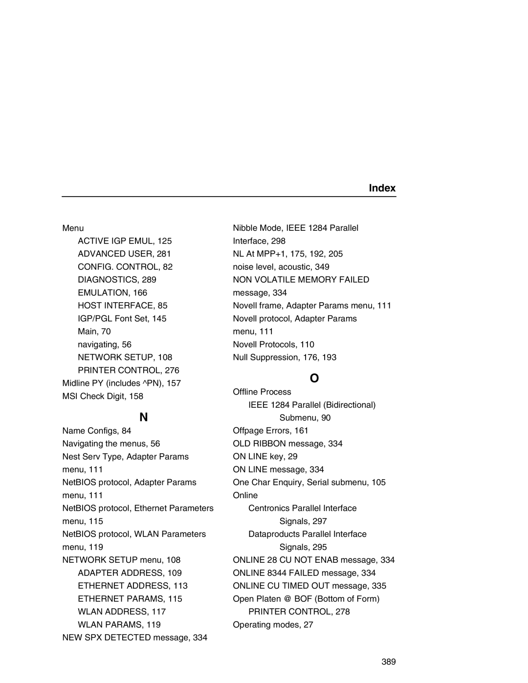 Printronix P7000 user manual Menu 