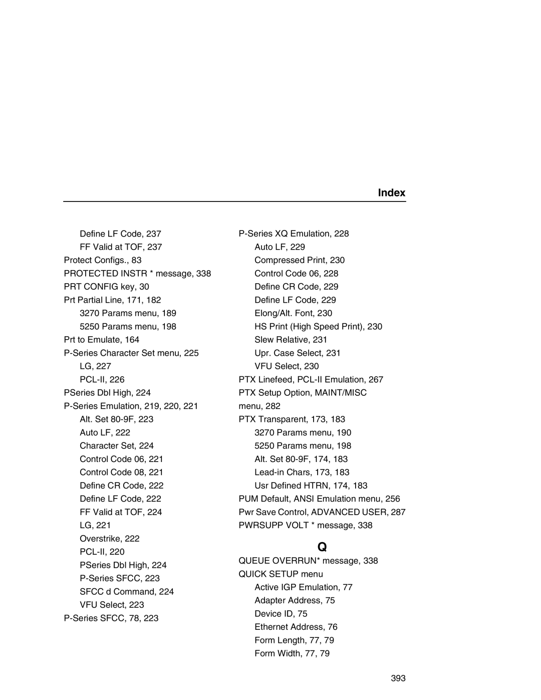 Printronix P7000 user manual Index 