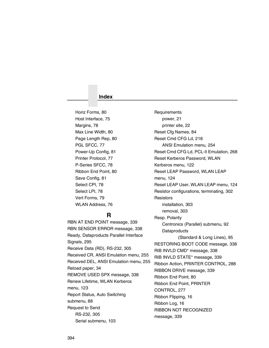 Printronix P7000 user manual Horiz Forms Host Interface Margins Max Line Width Length Rep 