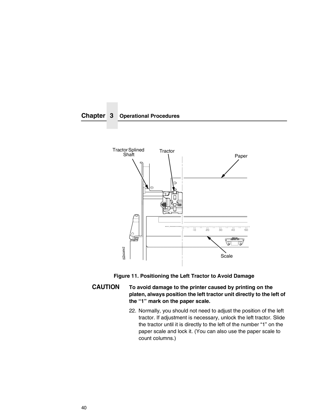 Printronix P7000 user manual Positioning the Left Tractor to Avoid Damage 