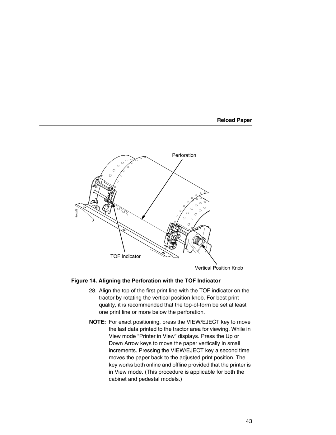 Printronix P7000 user manual Aligning the Perforation with the TOF Indicator 