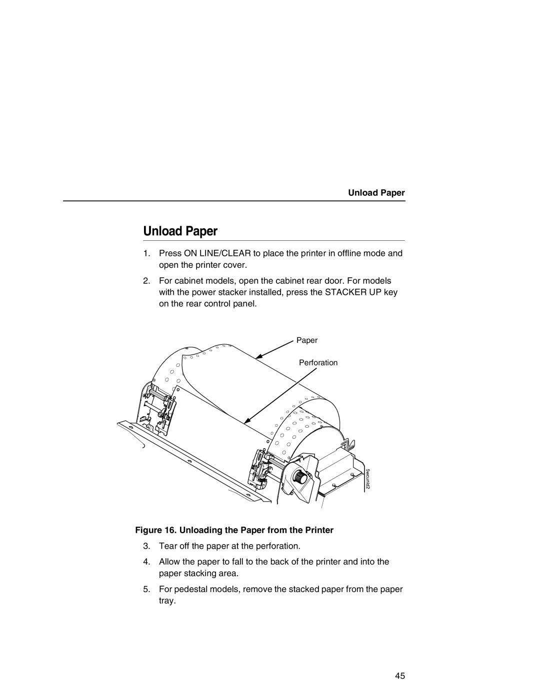 Printronix P7000 user manual Unload Paper 