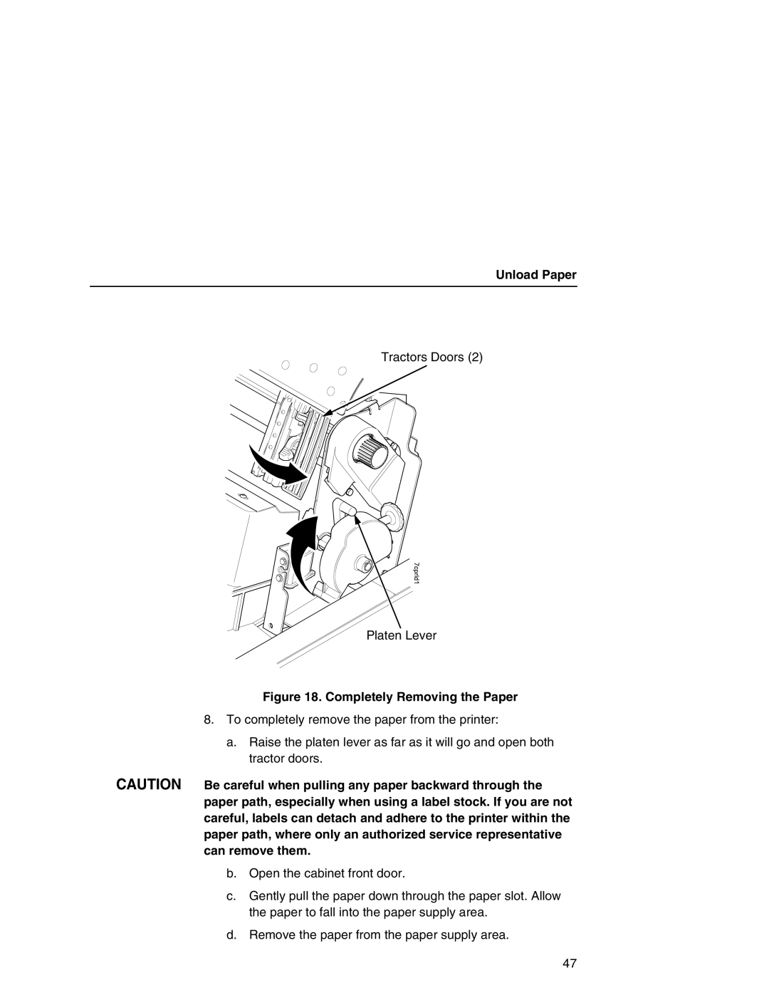 Printronix P7000 user manual Completely Removing the Paper 