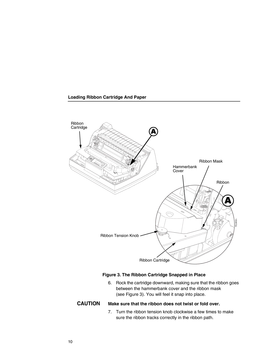 Printronix P7000HD, P7000 H manual Ribbon Cartridge Snapped in Place 