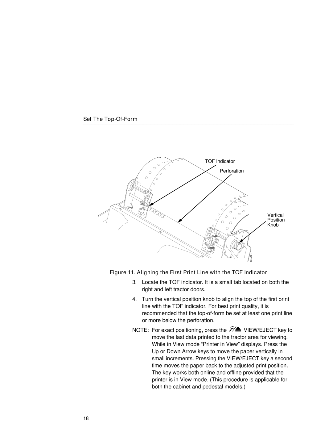 Printronix P7000HD, P7000 H manual Set The Top-Of-Form, Aligning the First Print Line with the TOF Indicator 