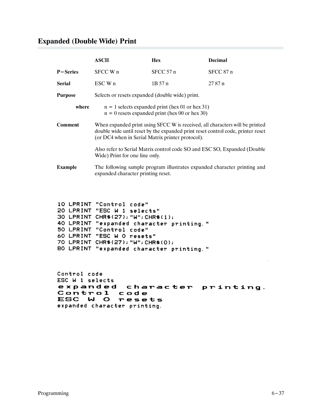 Printronix P9000 Series manual Expanded Double Wide Print 