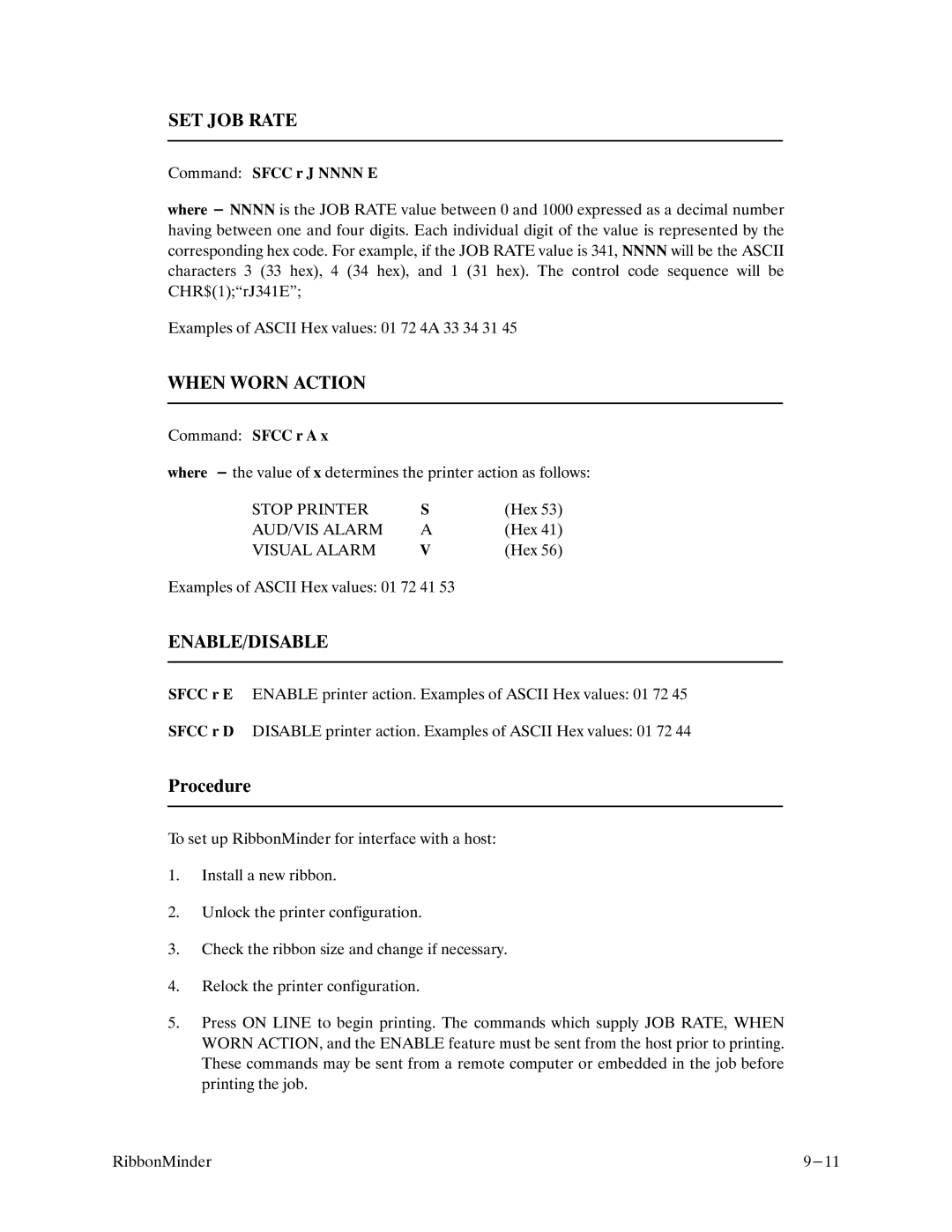 Printronix P9000 Series manual SET JOB Rate, Procedure 