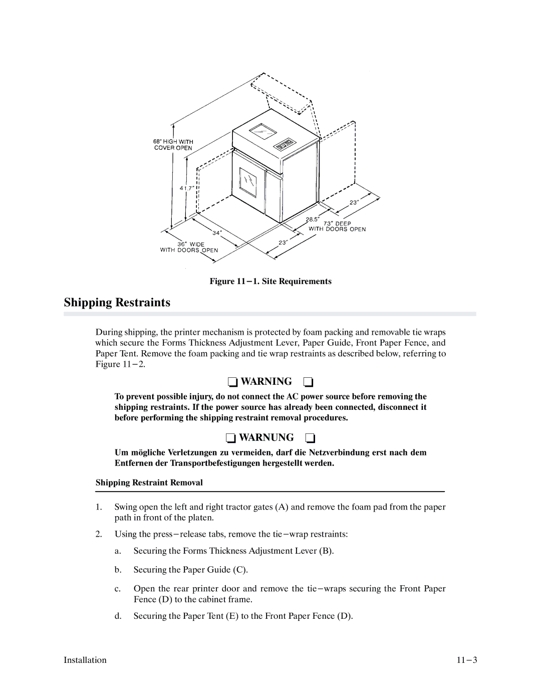 Printronix P9000 Series manual Shipping Restraints 