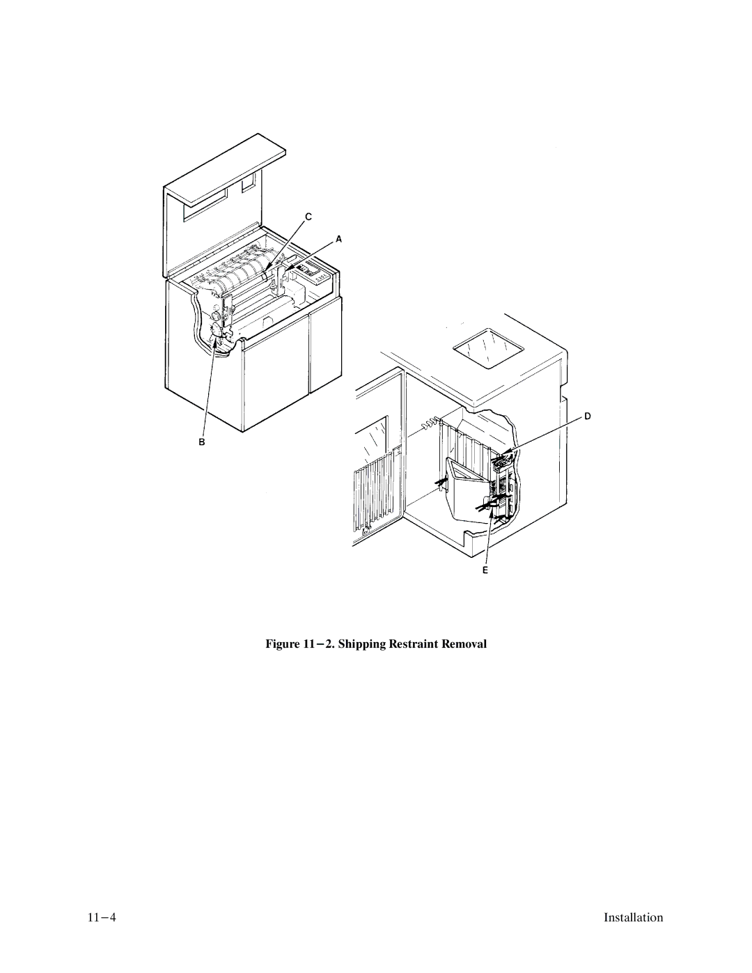 Printronix P9000 Series manual Shipping Restraint Removal 11-4 Installation 