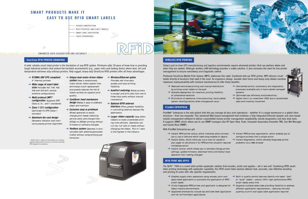 Printronix Series 5 manual Cantilever head mechanism, Exclusive snap-in printhead, Wireless/Ethernet option 