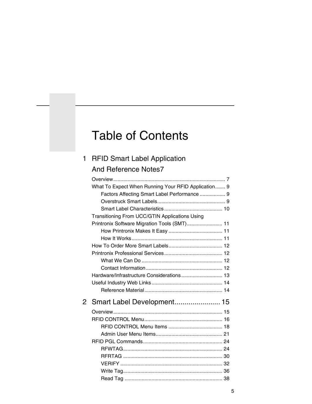 Printronix SL5000e manual Table of Contents 