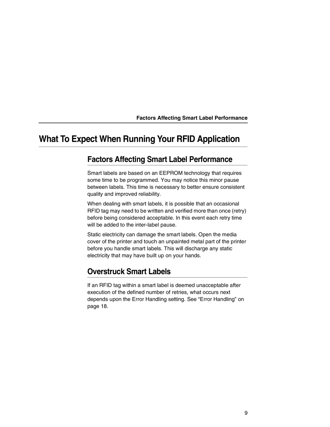 Printronix SL5000e manual What To Expect When Running Your Rfid Application, Factors Affecting Smart Label Performance 