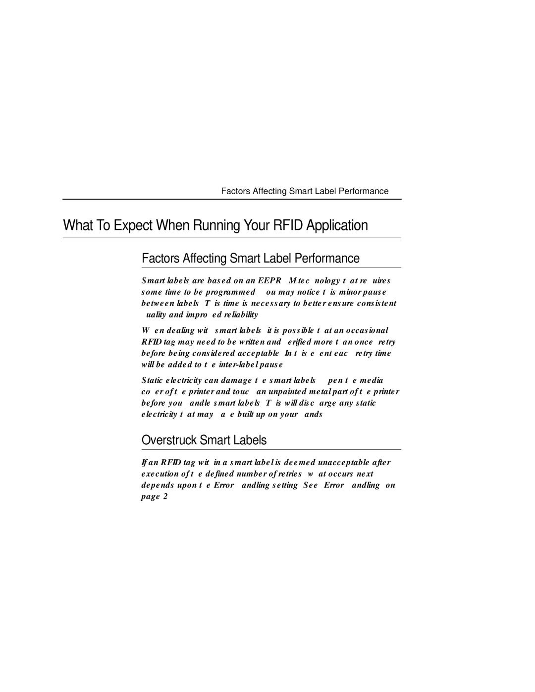 Printronix SL5000r MP manual What To Expect When Running Your Rfid Application, Factors Affecting Smart Label Performance 