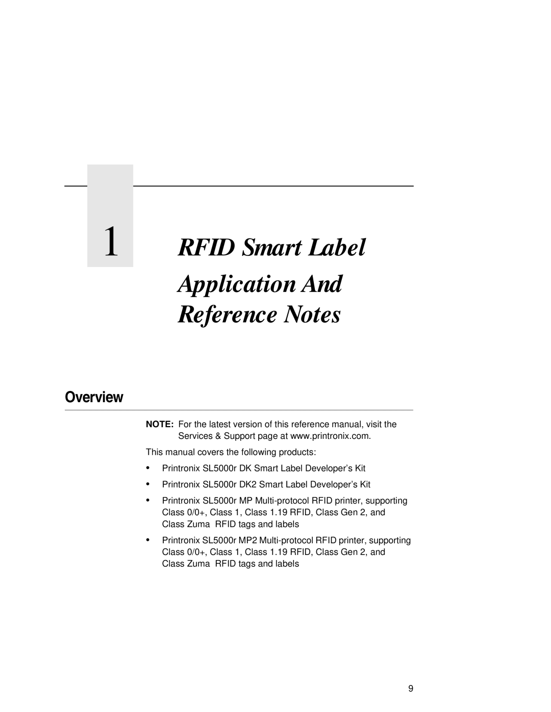 Printronix SL5000r MP manual Rfid Smart Label Application Reference Notes, Overview 