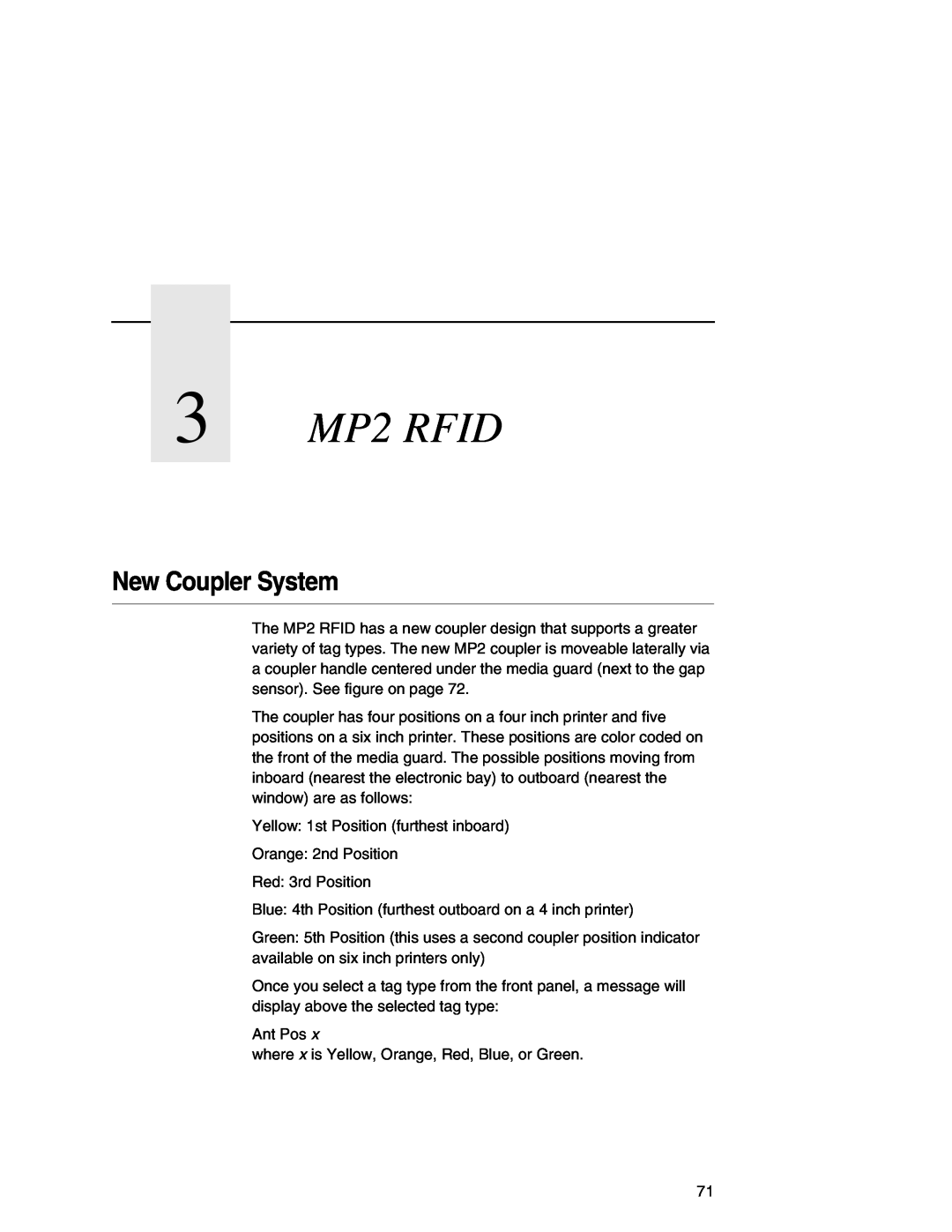 Printronix SL5000r MP manual 3 MP2 RFID, New Coupler System 