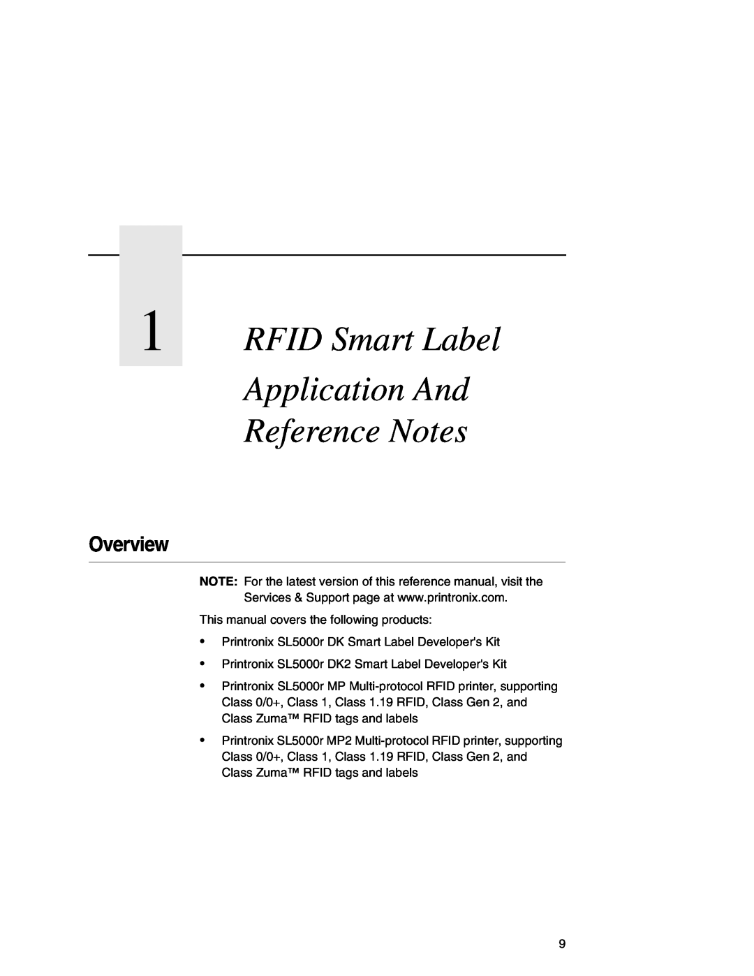 Printronix SL5000r MP manual RFID Smart Label Application And Reference Notes, Overview 