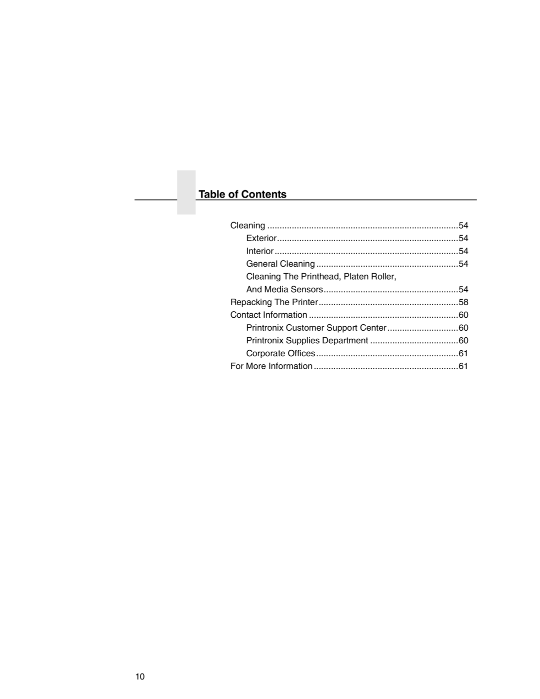 Printronix SL5000r manual Table of Contents 