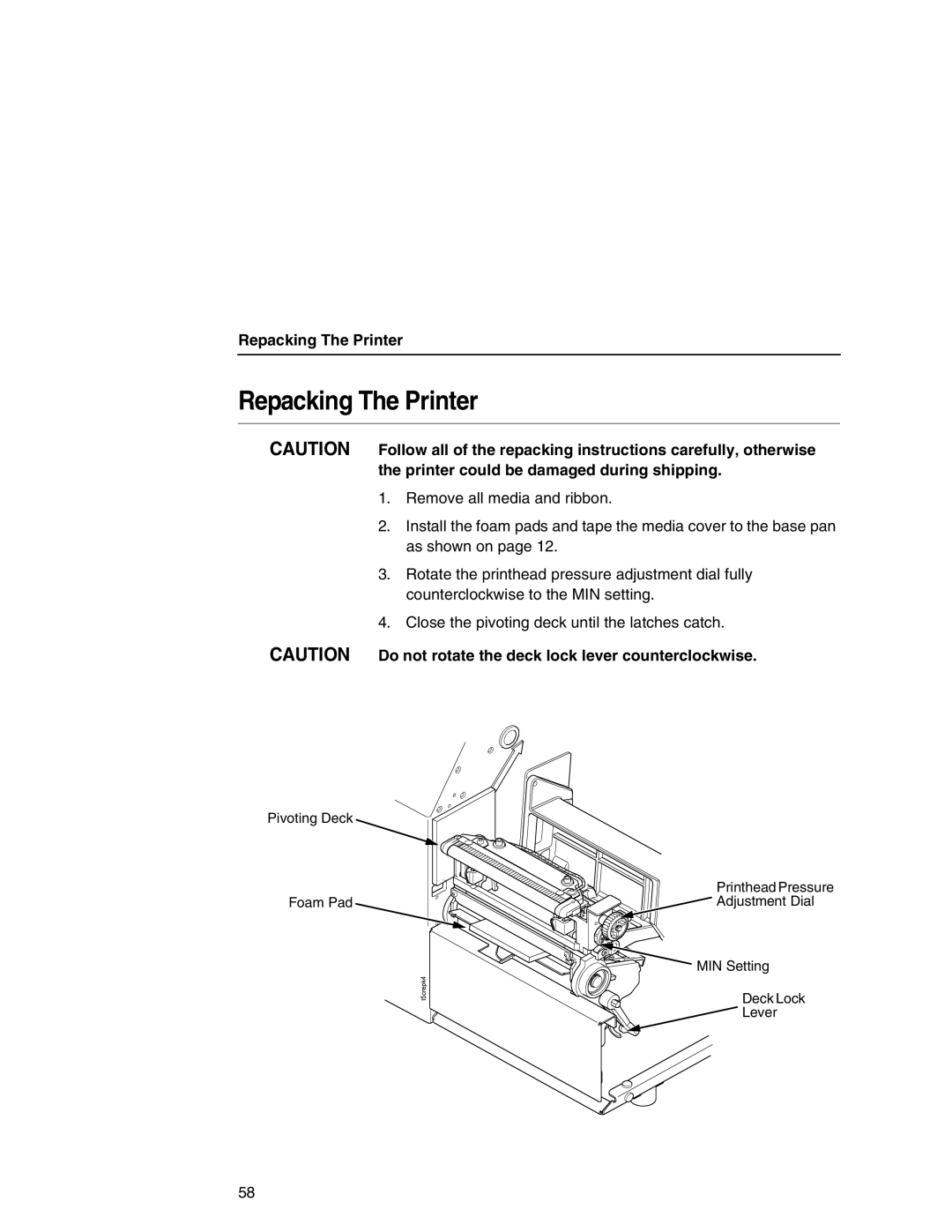 Printronix SL5000r manual Repacking The Printer 