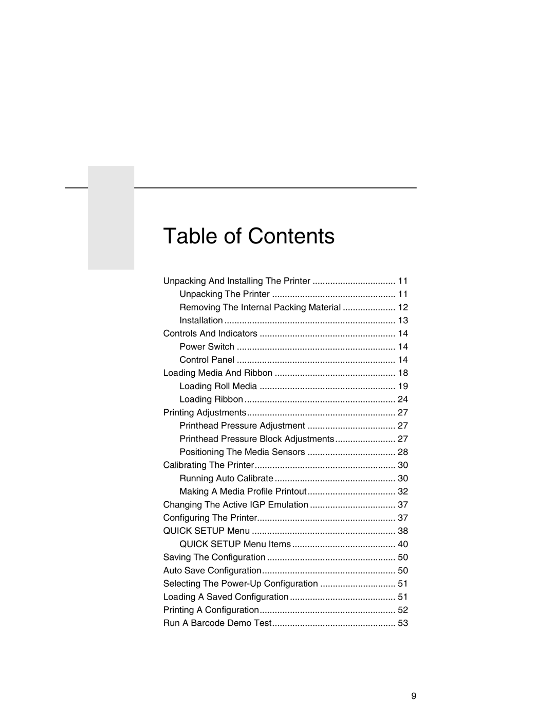 Printronix SL5000r manual Table of Contents 