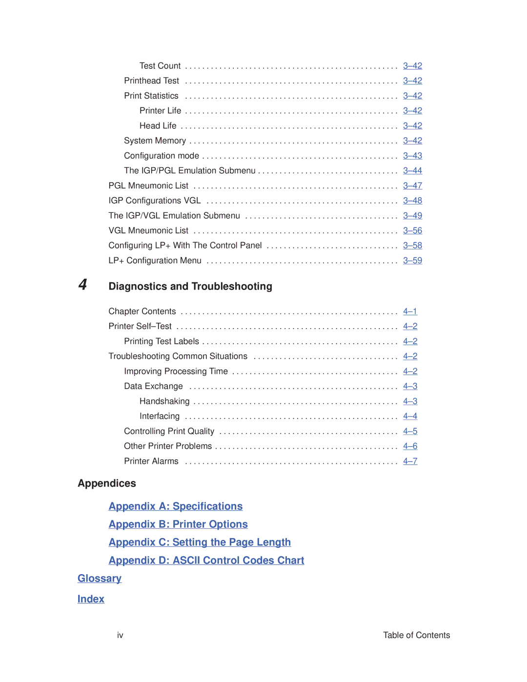 Printronix T3308, T3306 manual Diagnostics and Troubleshooting, Appendices 