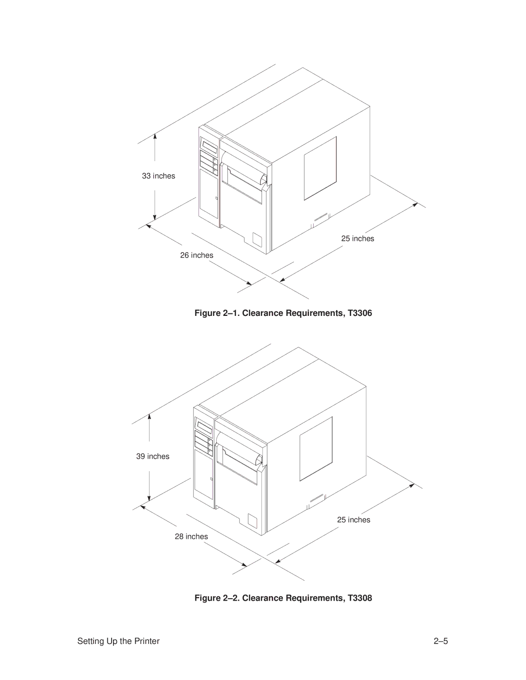 Printronix T3308 manual ±1. Clearance Requirements, T3306 