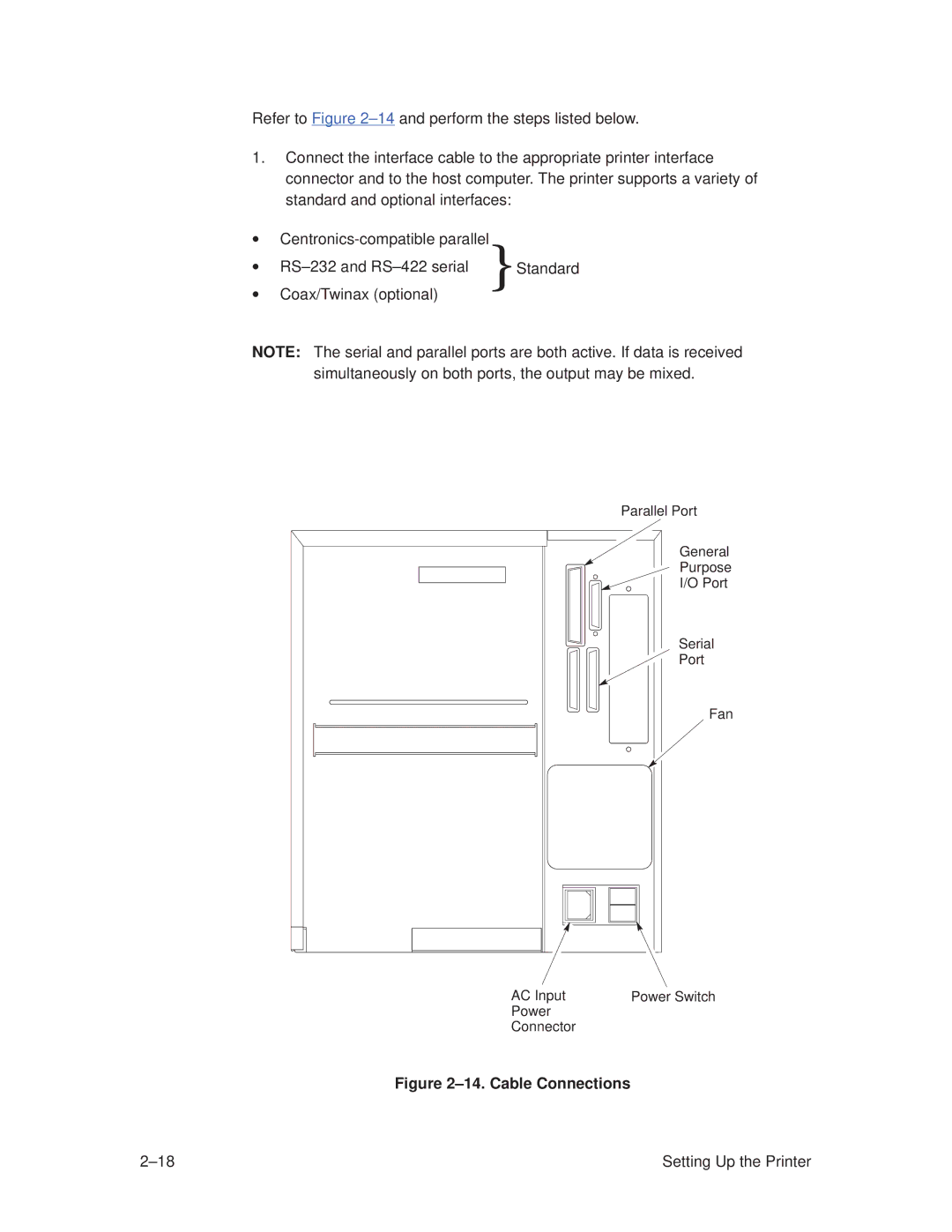 Printronix T3308, T3306 manual ±14. Cable Connections 