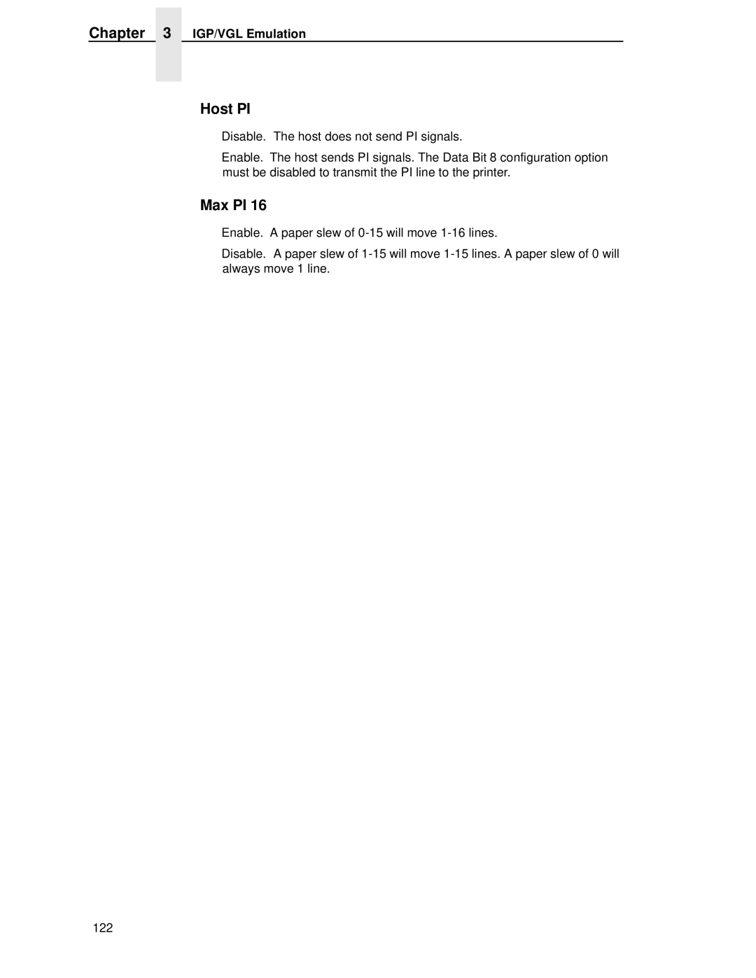 Printronix T4204 manual Host PI, Max PI 