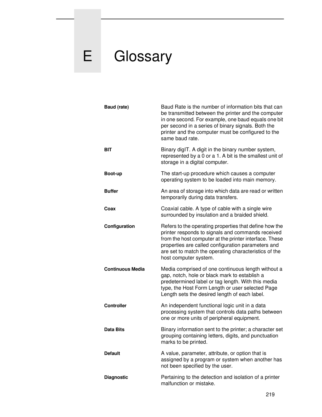 Printronix T4204 manual Glossary 