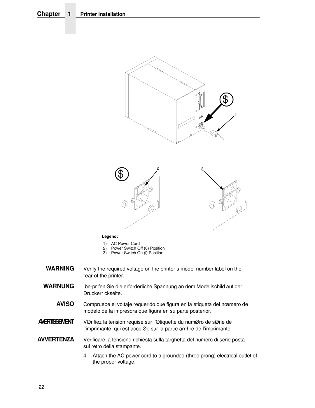 Printronix T4204 manual Printer Installation 