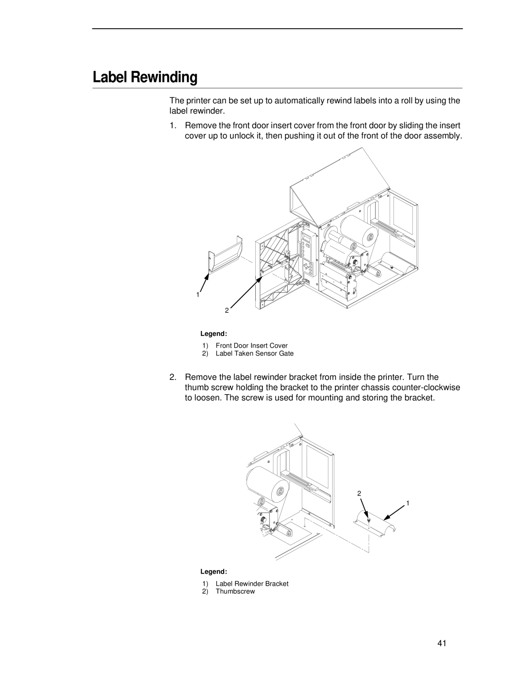 Printronix T4204 manual Label Rewinding 